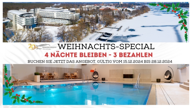 Weihnachts-Special. Bleiben Sie 4 Nächte - zahlen Sie 3.